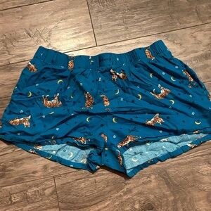 Blue Tiger Print Sleep Shorts